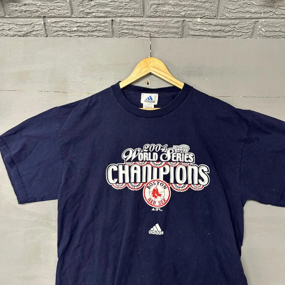 Adidas Boston Red‎ Sox 2004 World Series Champions Shirt Mens XL Navy Blue MLB